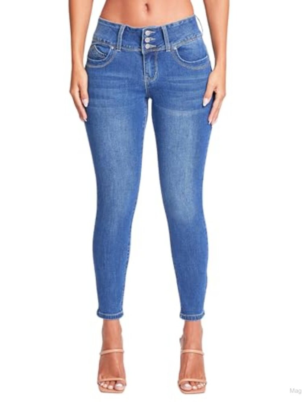 Women's Mid-Rise Skinny Jeans with Recycled Fibers Stretch Denim
